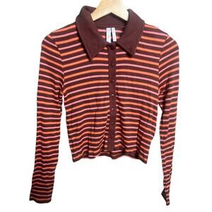 Miiyu x Twik Vision Size Small Long Sleeve Striped Women Polo